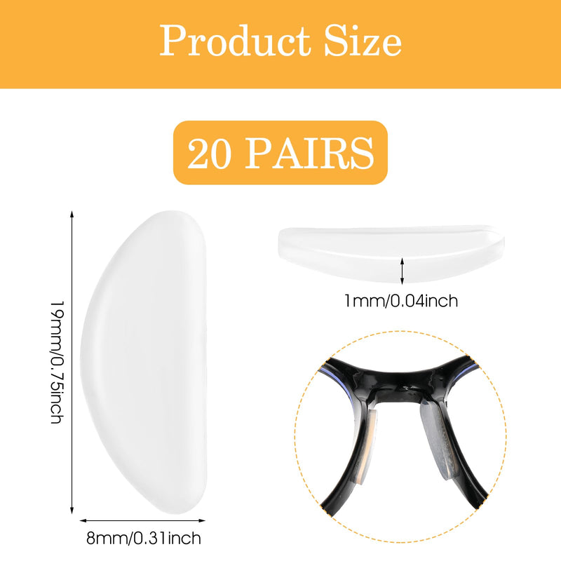 [Australia] - YUXIANLB Silicone Nose Pads 20 Pairs Non-Slip Nose Pads with Adhesive Backing for Glasses Soft Nose Grips for Glasses and Sunglasses Transparent/1 mm Transparent - 1 mm 