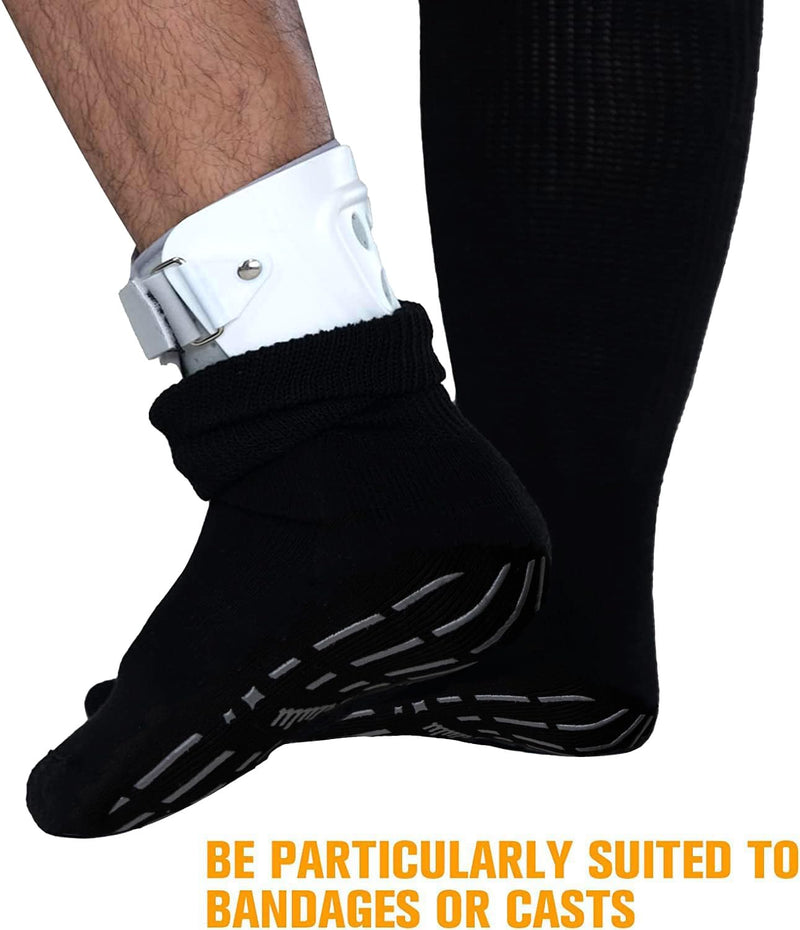 [Australia] - Extra Width Socks for Swollen Feet-4 Pairs Hospital Grip Socks,Bariatric Socks,Diabetic Socks for Women Men 13-15 Black 