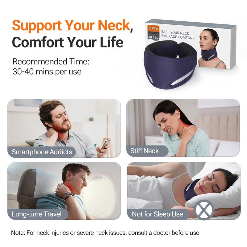 [Australia] - Ergonomic Neck Brace for Neck Pain and Support, Throat-Friendly V-Shape Cervical Collar with Dual Memory Foam for Comfort and Cervical Spine Pressure Relief, Vertebrae Stability (14.0" - 16.5") 