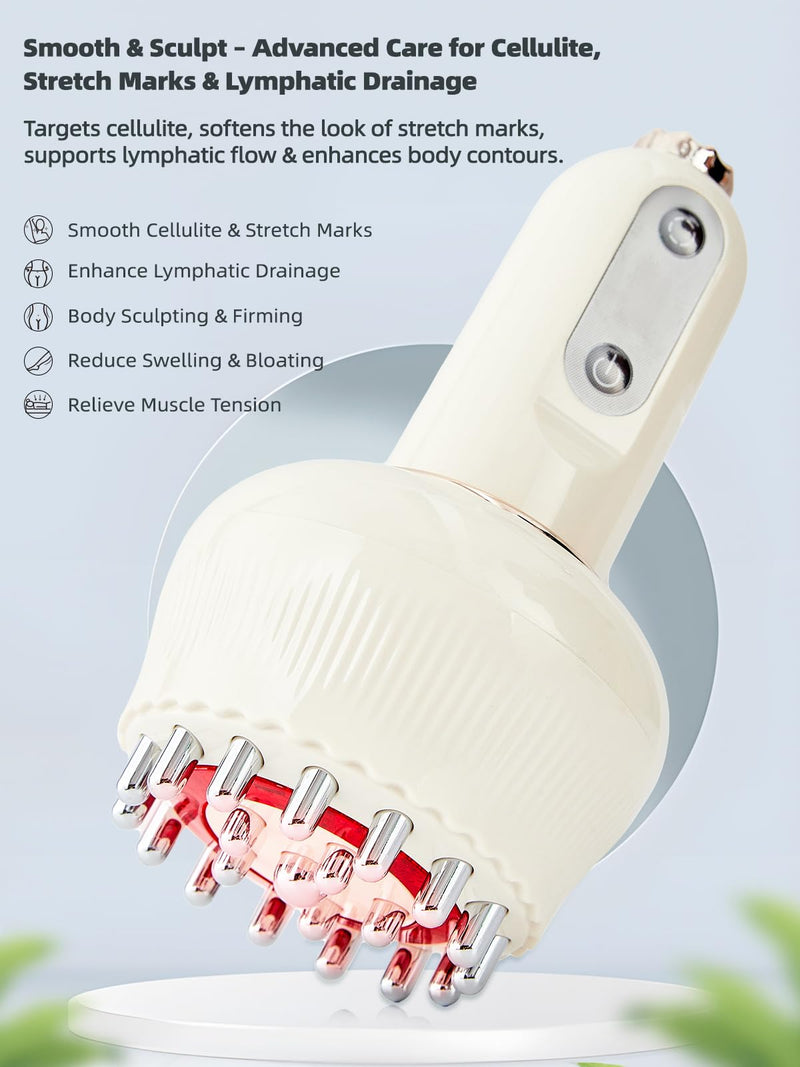 Lymphatic Drainage Massager & Body Sculpting Machine, Cellulite Massage Tool, Helps Reduce Stretch Marks & Cellulite for Legs, Arms & Belly, with Light, Heat & Vibration