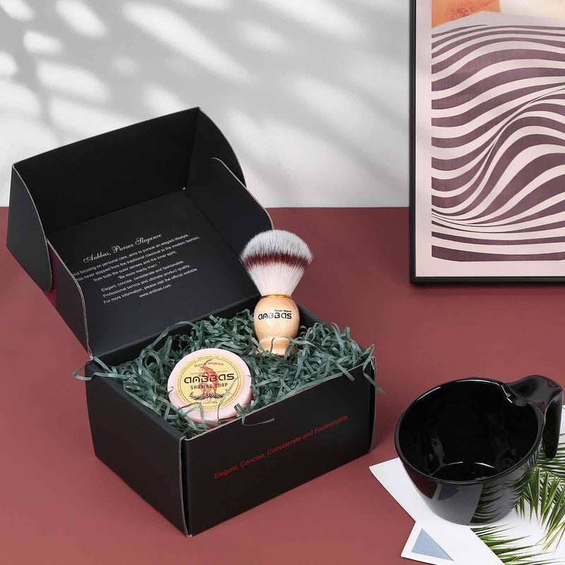 [Australia] - Anbbas Synthetic Badger Shaving Brush with Nylon Bristles,Melamine POP Mug for Lathering and 100g Shaving Soap for Men Close Shave,Women Girls Hair Removal Birch 