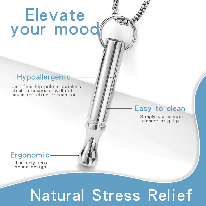 [Australia] - Mindfulness Breathing Necklace Stress Relief Pendant Stainless Steel Anxiety Breathe Necklace for Women Men Rotundity 