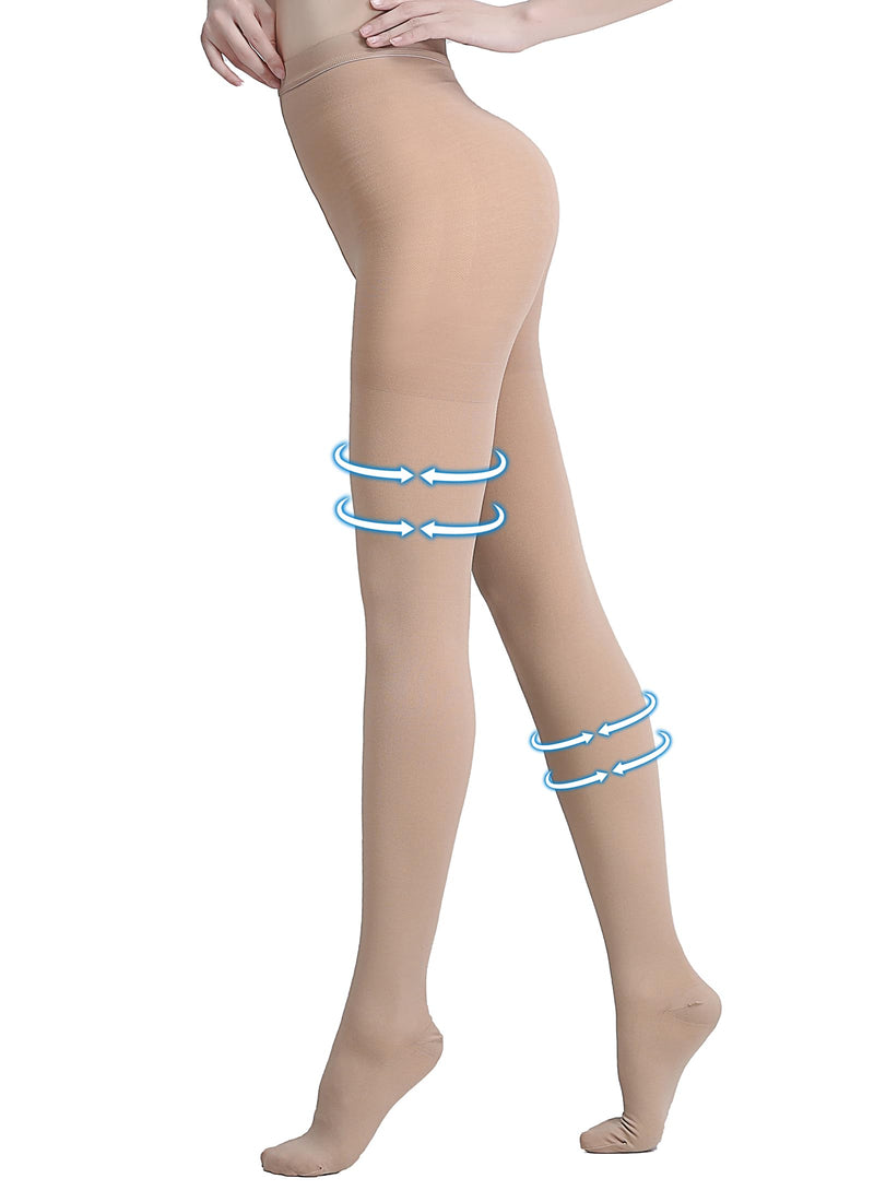 [Australia] - AMZAM® Medical Compression Pantyhose for Women & Men,Opaque, Firm Support 15-20mmHg Graduated Compression Stockings, Help Relieve Swelling Edema Varicose Veins, Nursing L Beige 