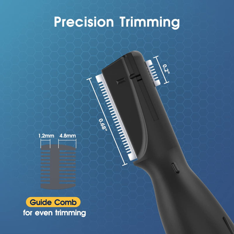 [Australia] - Funstant Eyebrow Razor for Men, Electric Precision Trimmer, Battery Operated, Facial Hair Trimmer for Eyebrows & Face, Pain-Free, Pull-Free, with Comb for Gentle Shaving Charcoal Black 