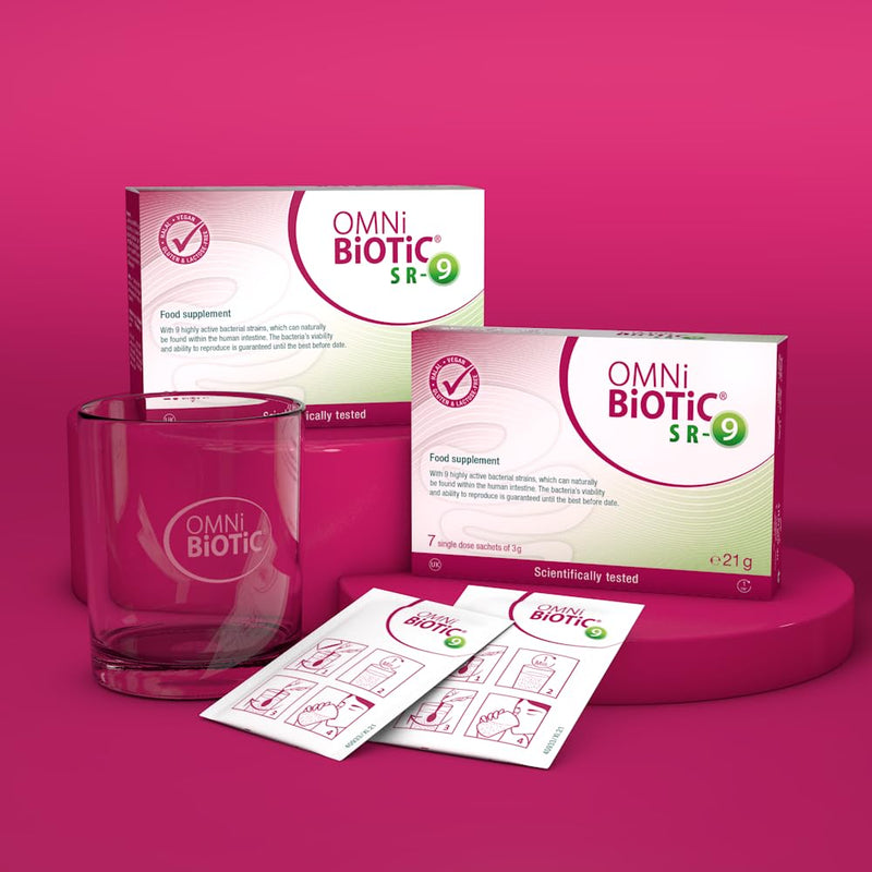 OMNi BiOTiC SR-9 | Stressed? Relax Your Gut Flora | 28 Sachets | Probiotics for Stress Resilience | 9 Bacterial Strains | 15 Billion Bacteria per Daily Dose | Powder | Vegan | Gluten-Free | Halal |