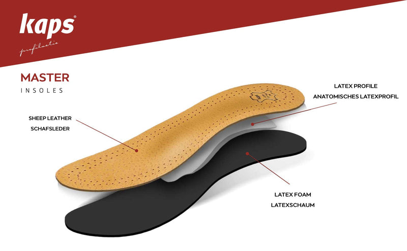 [Australia] - Kaps orthopedic leather insoles for metatarsalgia, forefoot pain and arched splayfoot, for women and men, Master 42 EUR / 8 UK / Men 