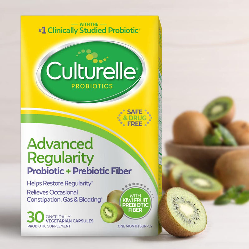 Culturelle Advanced Regularity Daily Probiotic for Women & Men, 30 Count, Probiotic + Prebiotic Fiber Restores Regularity & Reduces Occasional Constipation, Gas & Bloating, Gluten & Soy Free, Non-GMO 30 Count (Pack of 1)