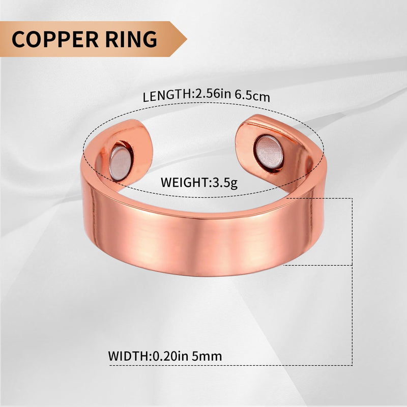 [Australia] - BioMag Copper Rings for Women, 99.99% Pure Copper Magnetic Rings Thumb Rings for Lymphatic Drainage, Adjustable Jewelry Gifts for Women Rose Gold 