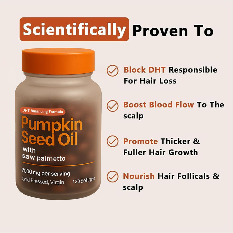 [Australia] - Bonswell Pumpkin Seed Oil & Saw Palmetto 120 Softgels, 2000mg | Ovela Pumpkin Seed Oil Capsules Cold-Pressed DHT Balance Formula for Hair & Urinary Support, Bladder & Prostate Health, Non-GMO 