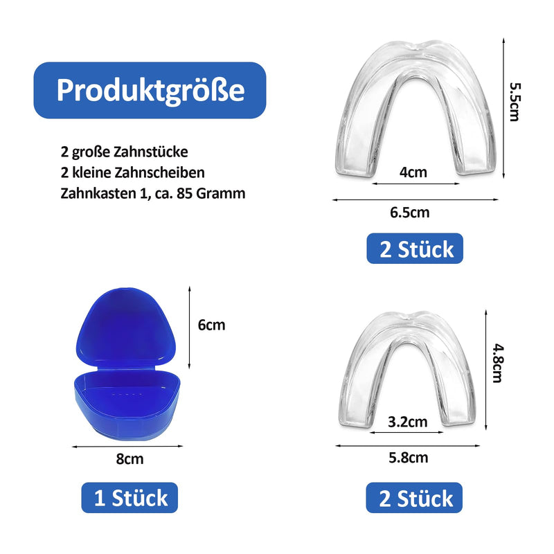 [Australia] - Pack of 4 nighttime grinding splints, 2 sizes, mouldable snoring splint, mouth guard for teeth grinding, anti-snoring, bite splint for the night 