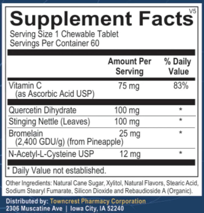 Hist Assist Jr – Kids Chewable Seasonal Support with Quercetin, NAC, Bromelain & Vitamin C | Tasty Berry Flavor | Non-GMO, Gluten Free | 60 Chewable Tablets