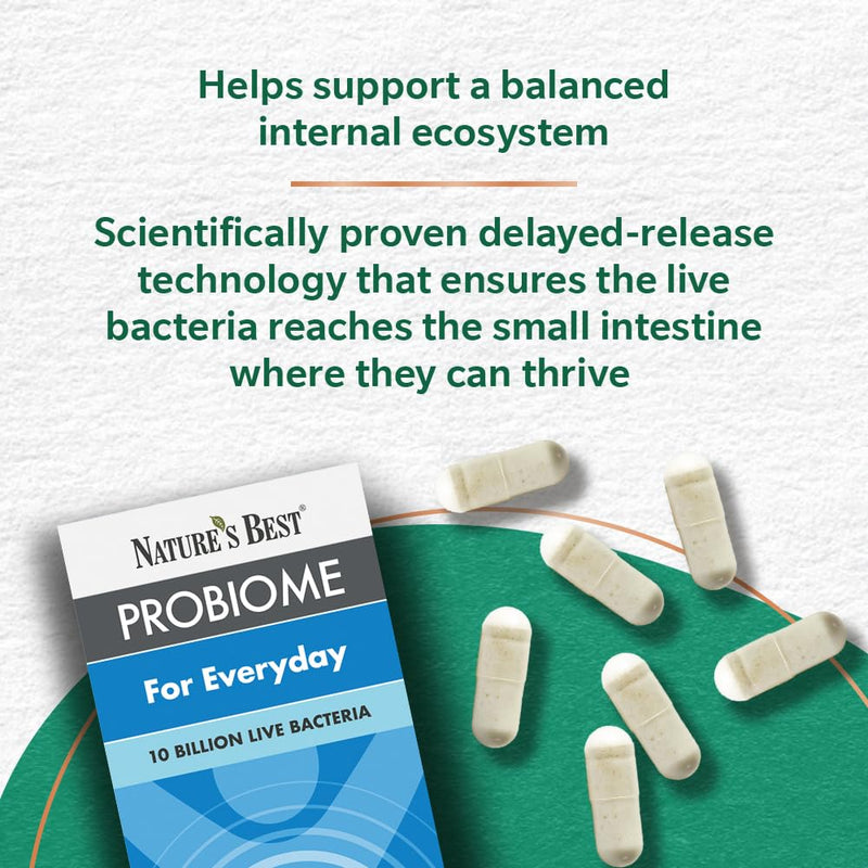 Nature’s Best ProBiome Everyday - 10 Billion Live Bacteria - Delayed Release Capsules - 30 Capsules (1 Month Supply) 30 count (Pack of 1)