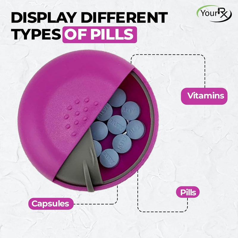 Round Travel Pill Organizer - Portable Small Pill Box for Purse - Compact, Leak-Proof Medicine Container for Pills, Vitamins, Fish Oil, Supplements - BPA-Free, Durable Design, 2.75" (Pink) Pink