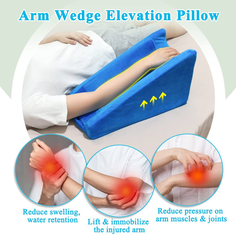 [Australia] - Arm Elevation Pillow Wedge for Elevating Arm After Surgery Pillow Arm Support Broken Wrist Pillow Elbow for Sleeping Elevated Arm Contoured Support Pillow for Broken Arm Rest with Gel Pack 