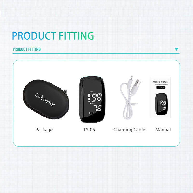 [Australia] - Pulse Oximeter, Blood Oxygen Meter, Fingertip Pulse Oximeter, Rechargeable Pulse Oximeter, Accurate Rapid Blood Oximeter SpO2 Reading Outdoor Sports Wide Use （black） 