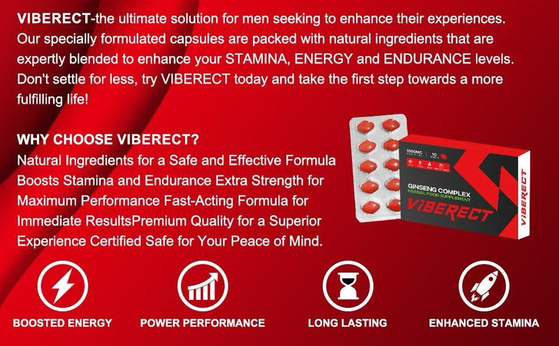 RED 1000MG Stamina & Firmness Support | Harder, Stronger for Longer | 10 Pills for Men UK
