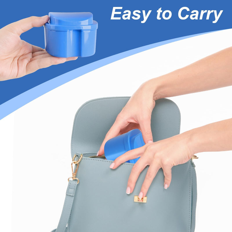 [Australia] - 2 Pack Denture Case, Denture Case for Full Dentures Partial Denture Case Denture Holder Case for Soaking with Srainer Basket Denture Cups for Soaking Dentures (Blue and White) 