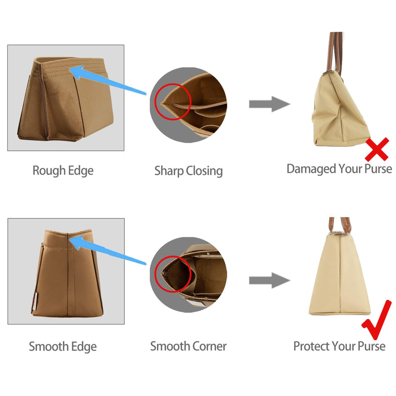 ZTUJO Purse Organizer Insert For Handbag & Tote Shaper,Tote Bag Organizer Insert For Speedy Neverful, 6 Sizes(X-Large,Silky Brown) Regular X-Large Silky Brown