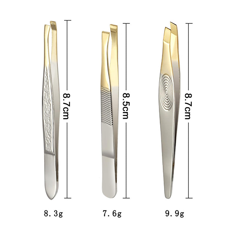 [Australia] - SHUBEIEUMI tweezers set, 3-piece precision tweezers set, hair plucking tweezers, eyebrow plucking tweezers, stainless steel tweezers, for facial care for plucking eyebrows 