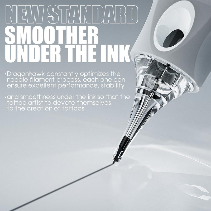 [Australia] - Dragonhawk Tattoo Needles Cartridges 1003RL 50 Count Glide Extra Smooth Designed for a Close Smooth Hit Round Liner 