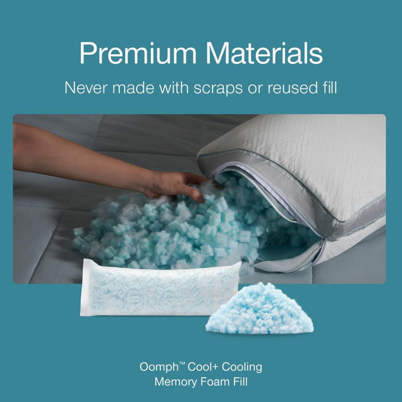 [Australia] - Coop Home Goods Extra Oomph Cool+ Pillow Fill, Gel-Infused, Plus Shaped Memory Foam Filling for More Airflow, Extra Fill Filler for Eden Cool+ Pillows, GREENGUARD Gold & CertiPUR-US Certified Extra Oomph for Cool+ Pillow 