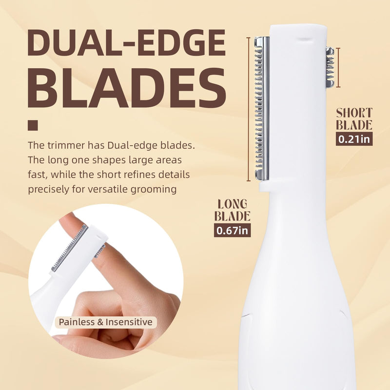 2025 Eyebrow Trimmer Facial Shaver for Women - Painless Facial Hair Remover, Mini Personal Grooming Tool with Combs White
