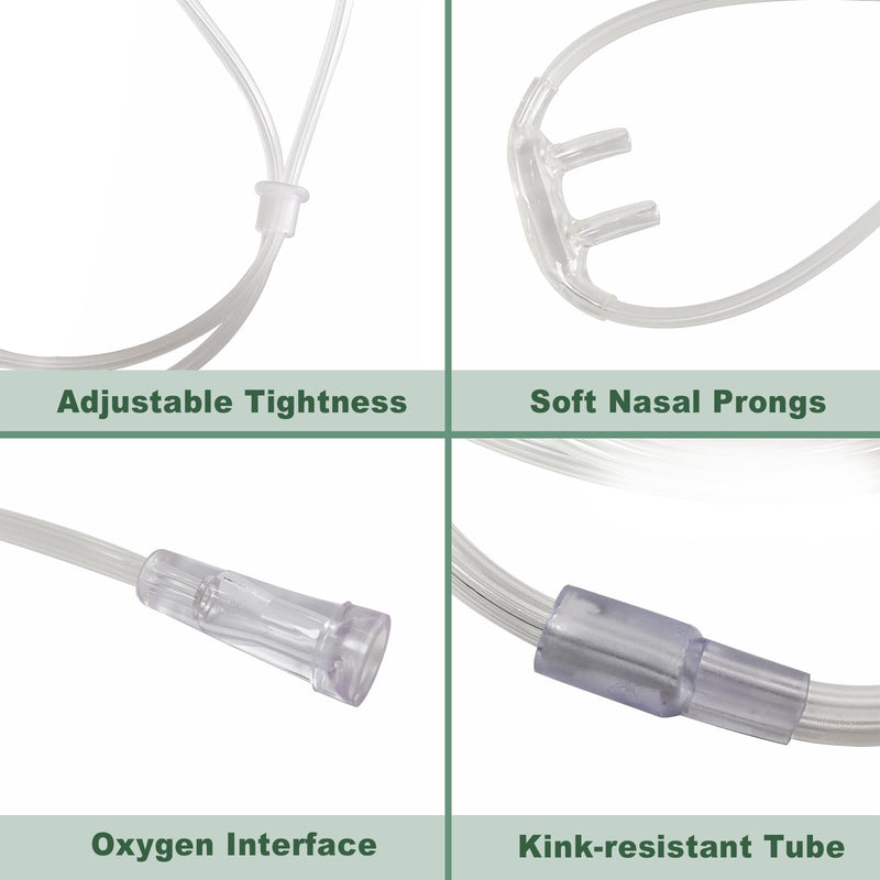 [Australia] - Adult Standard Nasal Cannula, 8.2 ft Cannula Nasal Tubing with Softer Nasal Plug Head for Oxygen, Kink Resistant Nasal Oxygen Cannula for Long-Term Use Patients (5 Pack) 5 