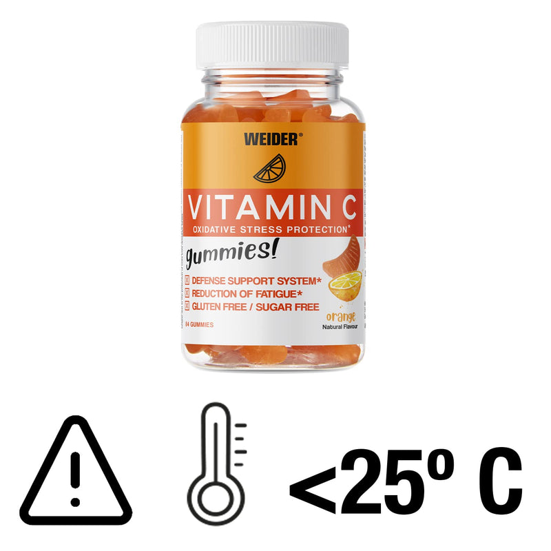 Weider Vitamin C Gummies - Reduces Fatigue and Supports Immune System Function - 250 mg per dose - Sugar- and Gluten-Free - Natural Flavours - 84 Gummies
