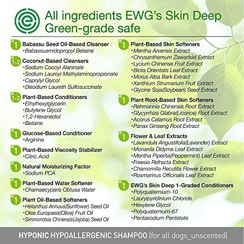 HYPONIC Hypoallergenic Premium Dog Shampoo - Deodorizing, Sensitive Skin, Detangling (All Breeds_unscented (10.1 oz)) All Breeds_unscented (10.1 oz) - PawsPlanet Australia