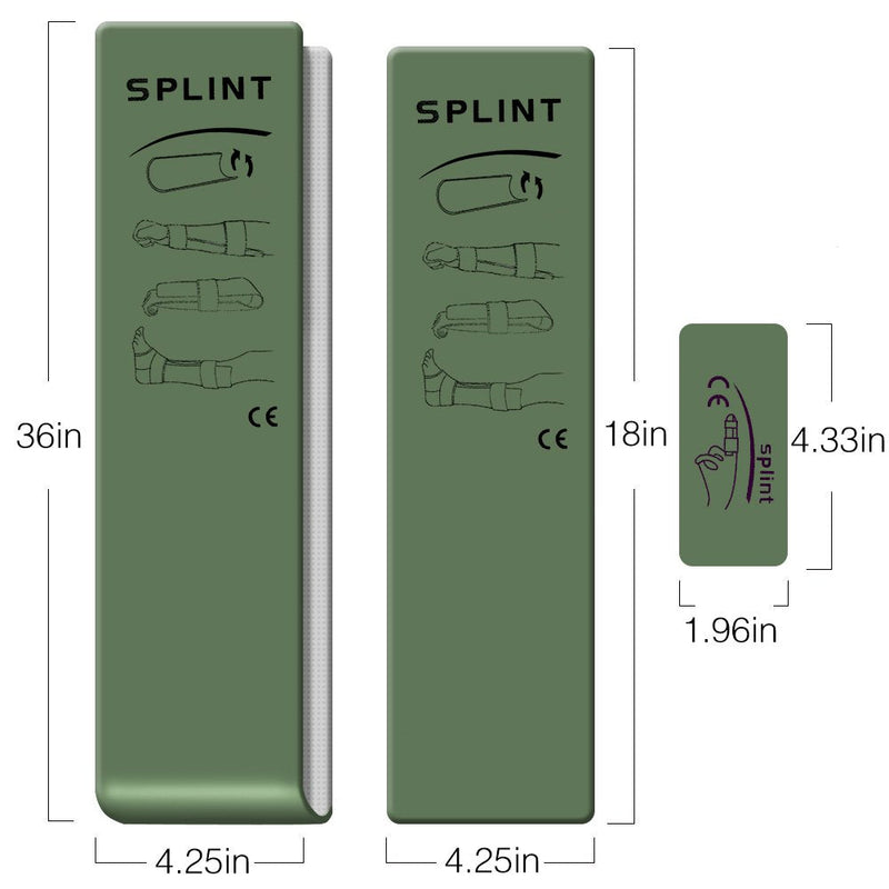 Splints -Medical Splint Roll Fold Finger Splint 3 Piece for Neck, Leg, Knee, Foot, Wrist, Hand, Arm Injuries … (Green) Green
