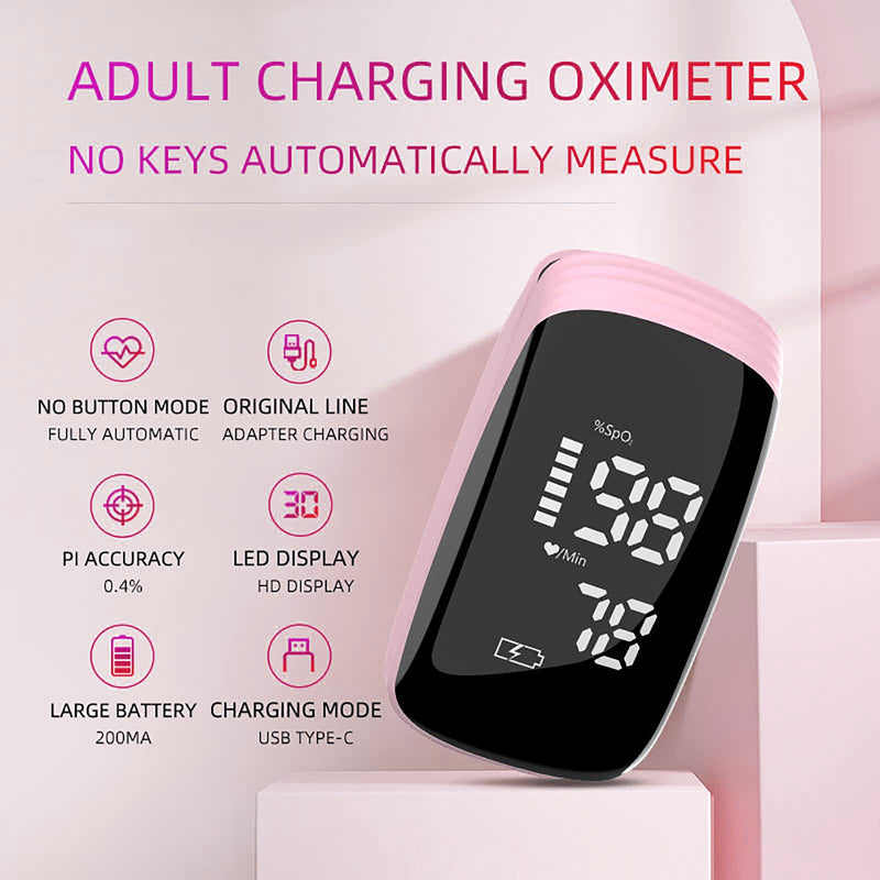 [Australia] - Pulse Oximeter Fingertip with Rechargeable, Oxygen Meter Finger Pulse Oximeter, Rechargeable Pulse Oximeter, Accurate Fast Oximetry SpO2 Reading for Outdoor Sports Home Wide Use (Pink) 