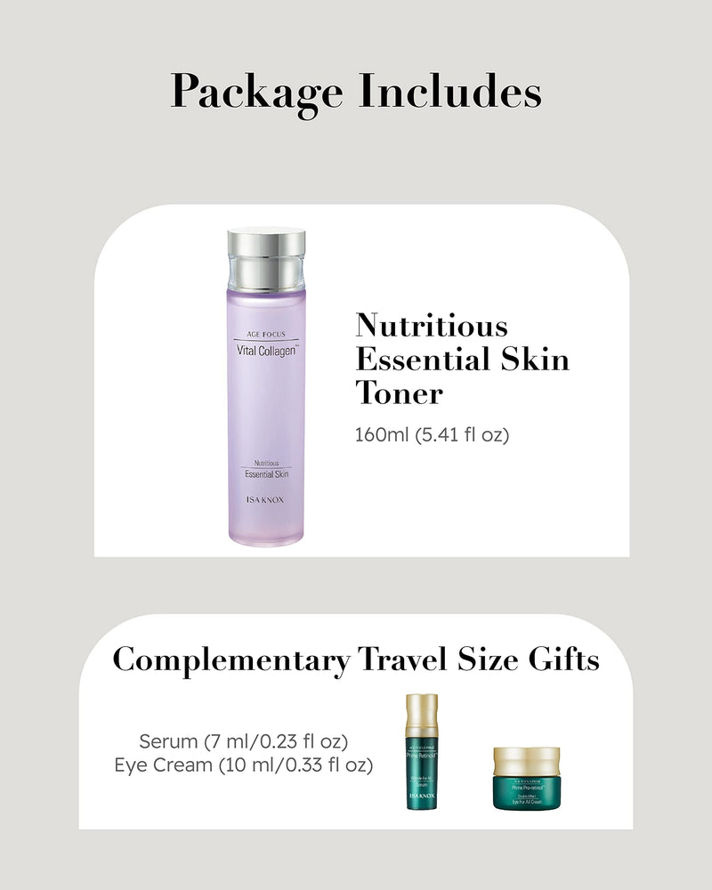 ISA KNOX AGE FOCUS VITAL COLLAGEN Emulsion, PRIME Wrinkle For All Serum & PRIME Eye For All Cream (177 ml/5.99 fl oz) - Korean Skin Care by LG Beauty. Vitamins C, B12 & E.