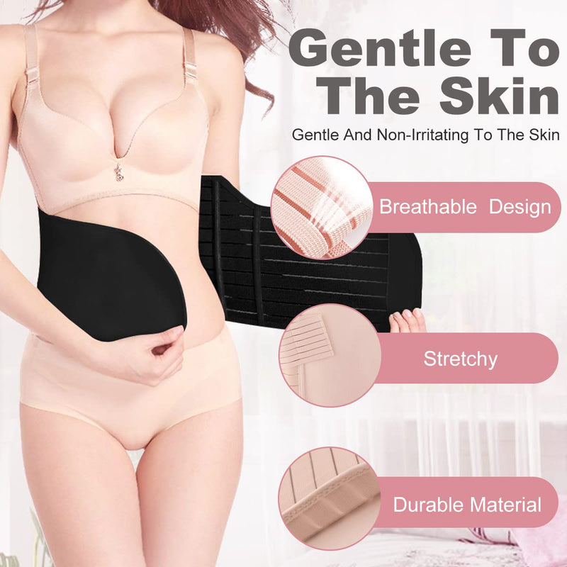 [Australia] - 3 In 1 Postpartum Belly Band Wrap - Abdominal Binder Post Surgery C Section Compression Girdle Belt X-Large Black 