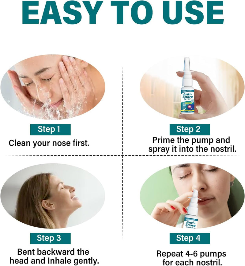 Anti-Snoring Nasal Relief Spray by SouthMoon - All Natural Snore Stopper Remedy, Herbal Sleep Apnea Sinus Decongestant & Nose-Snoring Aid for Men & Women