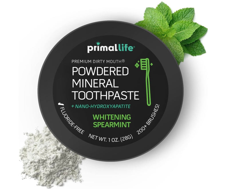 [Australia] - 2 Pack of Primal: Life Organics! - Dirty Mouth Toothpowder, Activated Charcoal Tooth Cleaning Powder, Essential Oils with Kaolin & Bentonite Clay, Organic, Whitening Spearmint, 1 oz +LuxProdX Sticker 