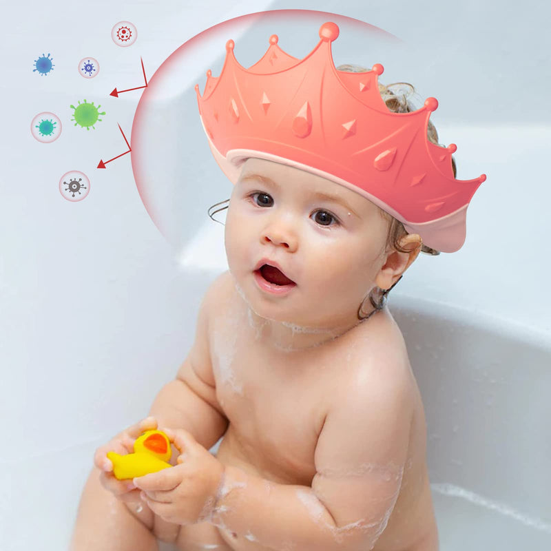 [Australia] - FUNUPUP Baby Shower Cap for Kids, Adjustable Toddler Hair Washing Shield Bathing Cap Baby Shower Visor Shampoo Cap (Crown, Pink) Crown 