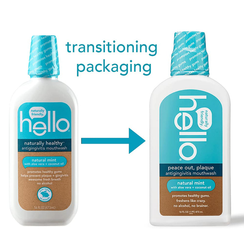Hello Peace Out Plaque, Antigingivitis Alcohol Free Mouthwash, Natural Mint with Aloe Vera & Activated Charcoal Epic Teeth Whitening Fluoride Free Toothpaste and Toothbrush