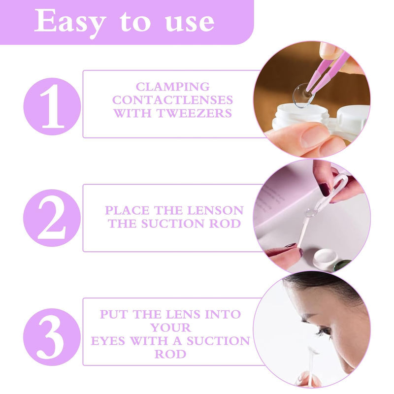 [Australia] - Pack of 6 contact lens insertion aids, contact lens tweezers, contact lens sucker, contact lens removal, contact lens remover, tweezers for contact lenses, contact lens aid for travel, household 