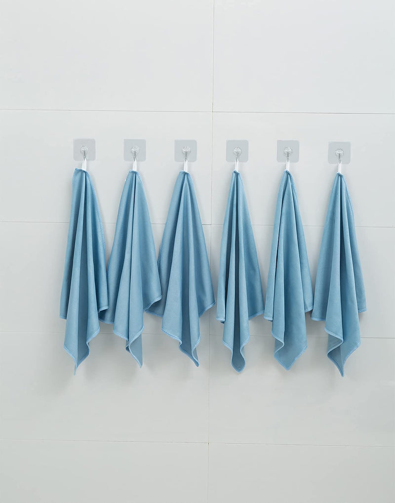 [Australia] - 6 Pack Microfiber Glass Cleaning Cloth, 16 Inch X 16 Inch, Lint Free Quickly Clean Window, Glasses, Windshields, Mirrors, and Stainless Steel, Blue 