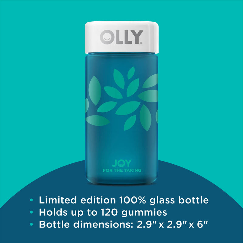 OLLY Joy Jar Gift, Easy Refillable Glass Bottle Vitamin Container, Holds Up to 120 Vitamin Gummies, Limited Edition 2022 (Pack of 2) 120 Count (Pack of 2)