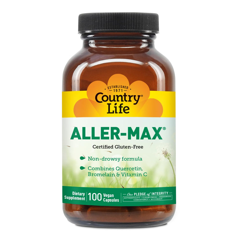 [Australia] - Country Life Aller-Max - Quercetin Supplements with Bromelain - Immune Support with Vitamin C, Zinc, and Botanical Blend - Certified Gluten-Free, Vegan (100 Count (Pack of 1)) 
