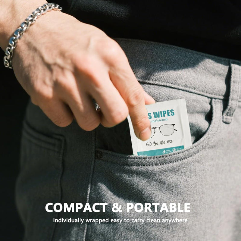 [Australia] - 200 Count Lens Wipes for Eyeglasses Individually Wrapped Pre-Moistened Wipes Cleaner for Glasses Screens Camera Lens 