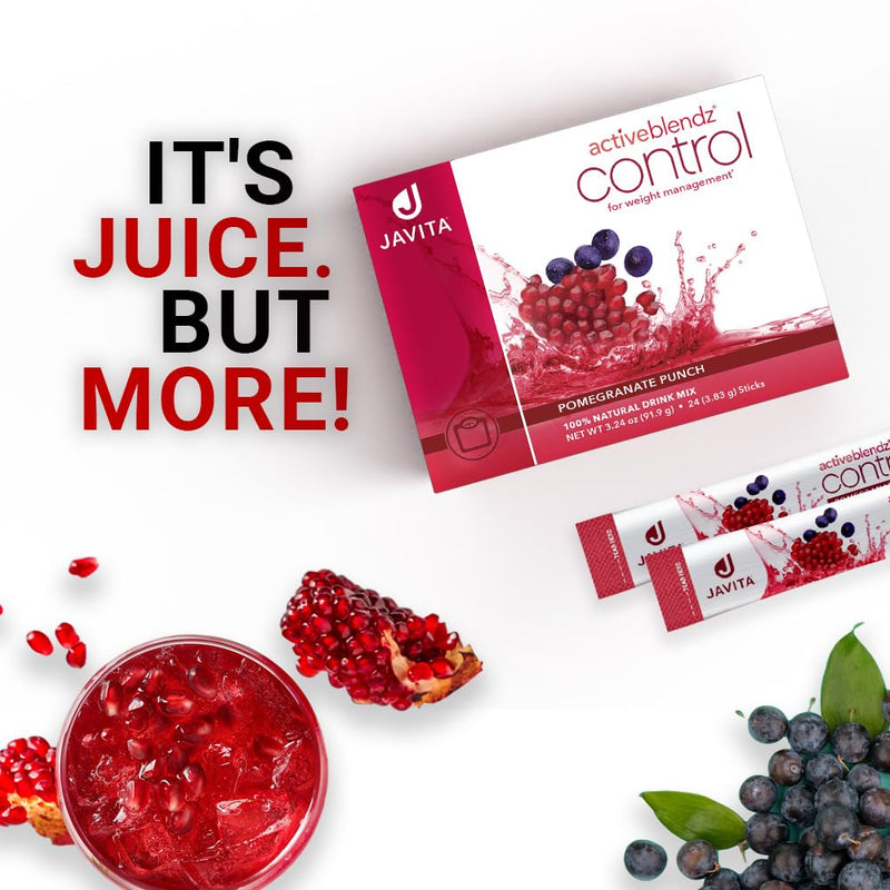 [Australia] - Javita ActiveBlendz Control Pomegranate Powder Drink - Instant Fruit Beverage Made from Grape & Pomegranate with Garcinia Cambogia & Gymnema Sylvestre for Appetite and Weight Management, 24 Pcs 1.24 Ounce (Pack of 1) 