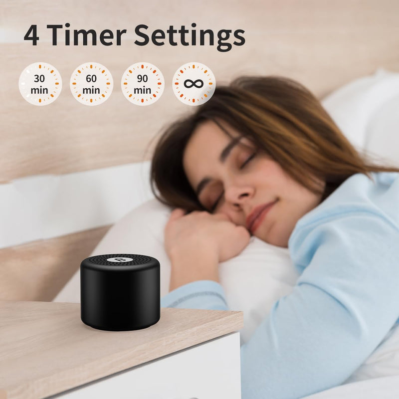 [Australia] - Mini Portable Sound Machine White Noise Machine with 30 Soothing Sounds Travel Sleep Brown Noise Machine for Adults Kids Baby Rechargeable Loud Speaker Noise Canceling Machine for Office Privacy Home Black 