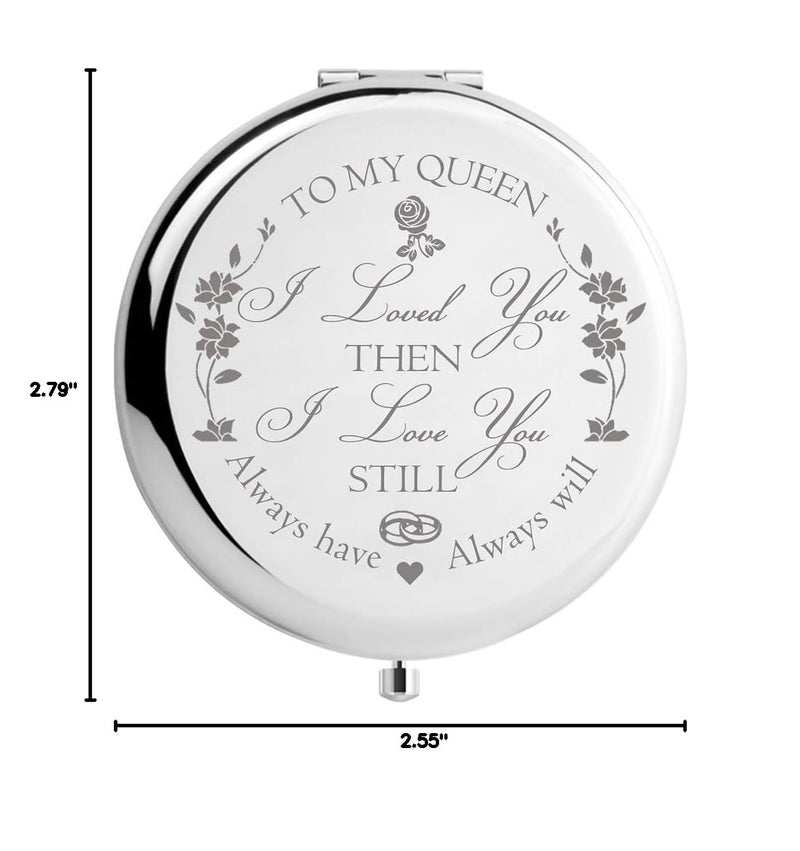 Wife Gifts from Husband Romantic, Women Gift Unique for Anniversary Birthday Valentines Day Christmas, Bride Gifts Engraved for Wedding Day (to My Queen) Silver 2.8"L x 2.6"W