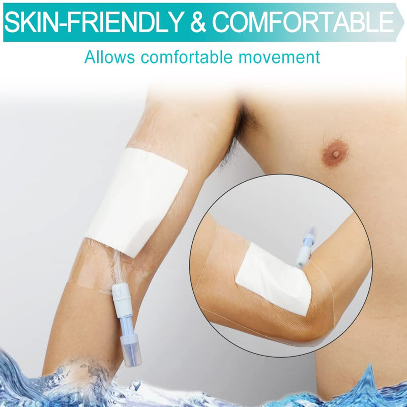 [Australia] - Waterproof Dialysis Catheter Shower Cover 8x8 - No Glue On The Center of The Patch, PD Peritoneal Dialysis Port Shower Protector Shield Island Bandage Dressing Patch Accessories (Pack of 25) (8"x8"+pad)-25pcs 