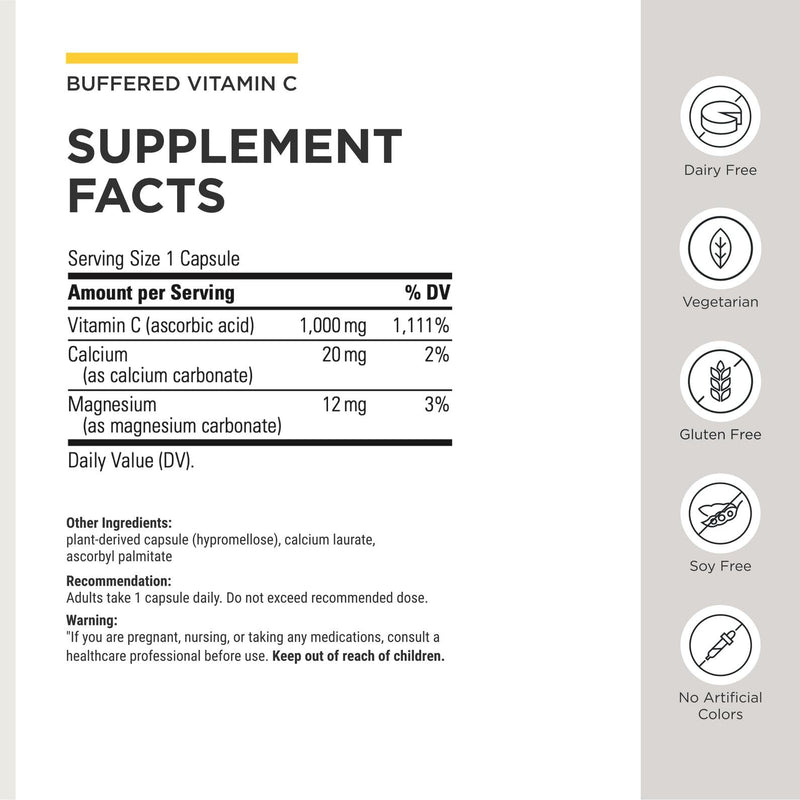 Integrative Therapeutics Buffered Vitamin C 1,000 mg - Easy, Daily Immune Support with Magnesium & Calcium* - Antioxidant Support for Healthy Skin & Connective Tissues* - 60 Vegan Capsules, 2