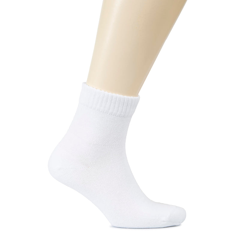 [Australia] - Hugh Ugoli Men's Cotton Diabetic Ankle Socks, Wide, Thin, Loose Fit and Stretchy, Seamless Toe & Non Binding Top, 4 Pairs 11-13 White (4 Pairs) 