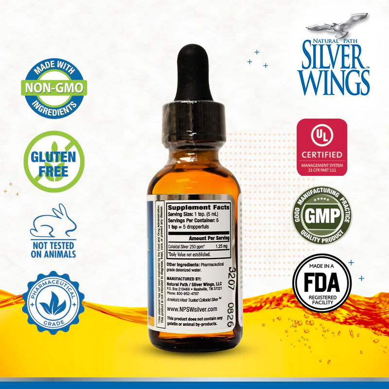 [Australia] - Natural Path Silver Wings Colloidal Silver Mineral Supplement, 250 Ppm, 1 Fluid Ounce 1 Fl Oz (Pack of 1) 