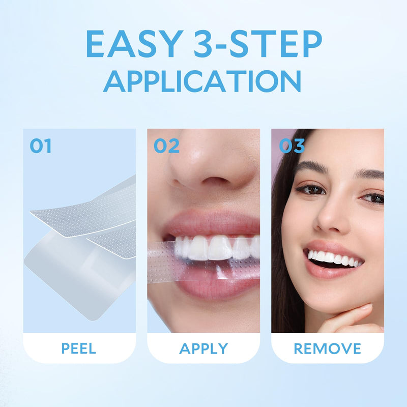 [Australia] - Teeth Whitening Strips, Peroxide-Free, Non-Sensitive Formula Teeth Whitening Strips, Safe for Enamel, Mint Flavor 14 Treatment Whitening Strips 